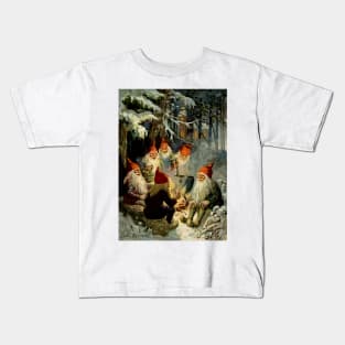 “Campfire Cooking” Christmas Elves by Jenny Nystrom Kids T-Shirt